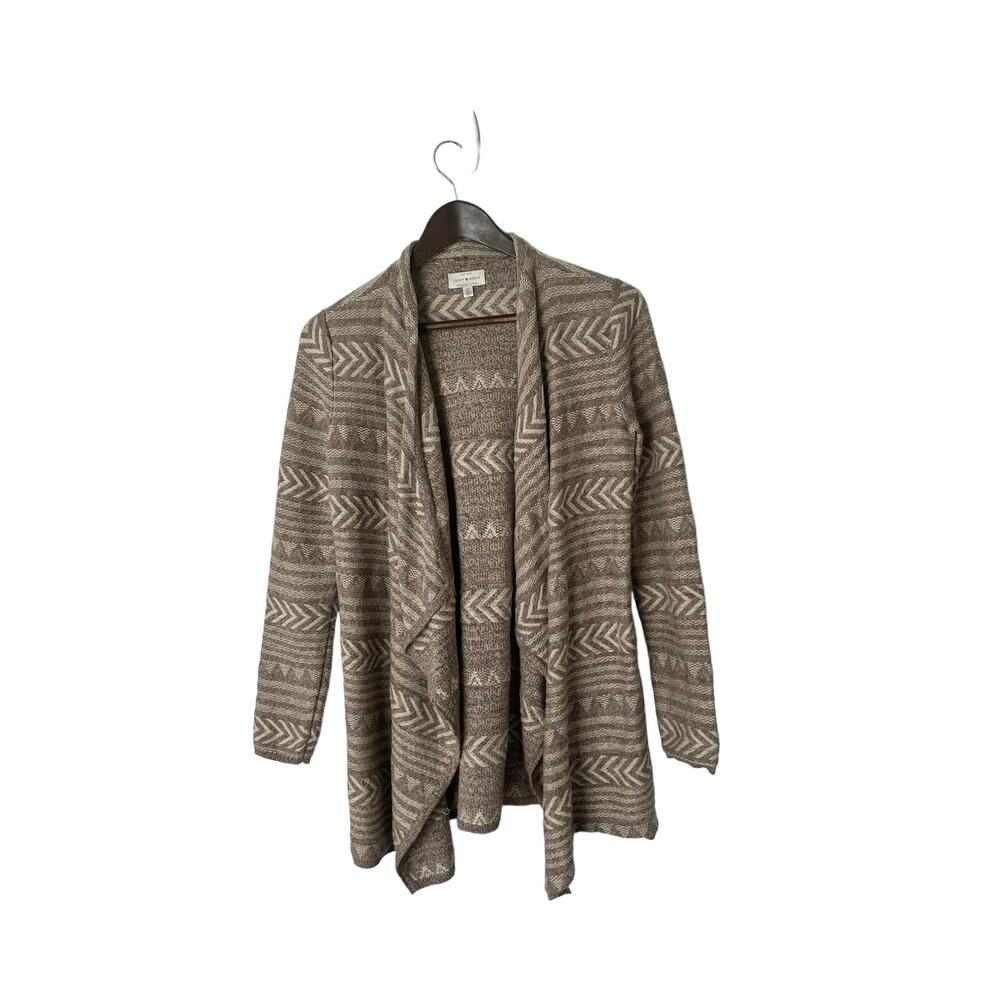 Lucky‎ Brand sz small open front draping cardigan sweater tan/beige womens